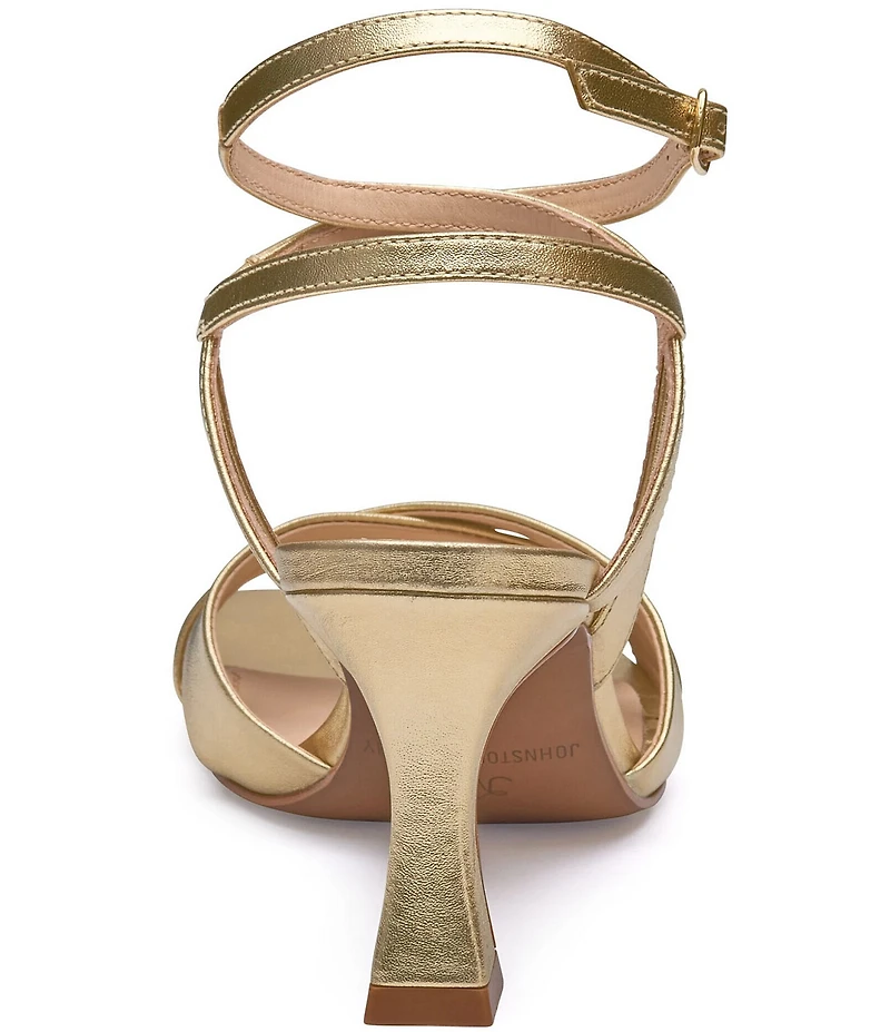 Johnston & Murphy Women's Christine Sheepskin Leather Cross-Band Dress Sandals
