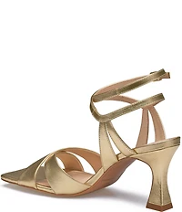 Johnston & Murphy Women's Christine Sheepskin Leather Cross-Band Dress Sandals