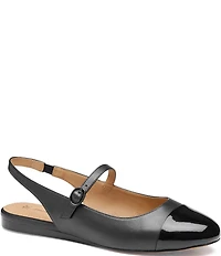 Johnston & Murphy Women's Claire Leather and Patent Cap Toe Slingback Mary Janes