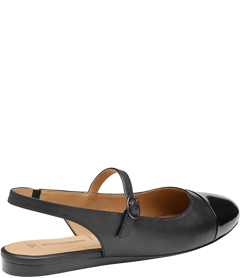 Johnston & Murphy Women's Claire Leather and Patent Cap Toe Slingback Mary Janes
