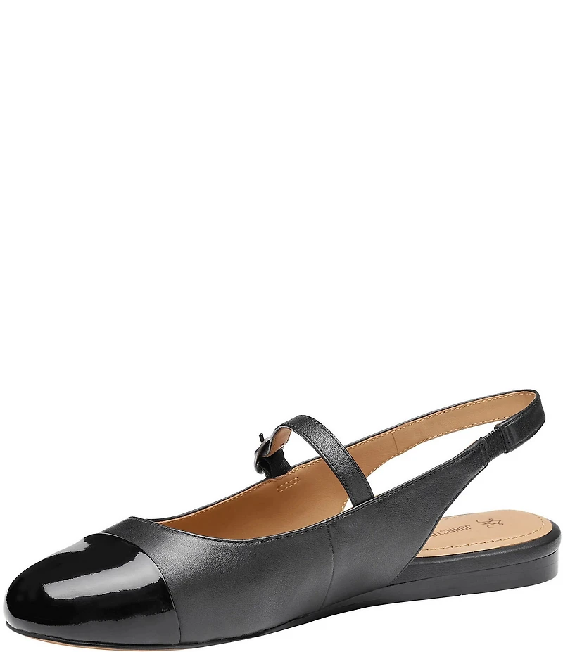 Johnston & Murphy Women's Claire Leather and Patent Cap Toe Slingback Mary Janes