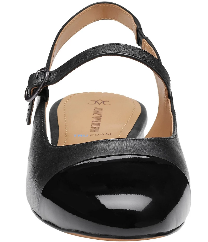 Johnston & Murphy Women's Claire Leather and Patent Cap Toe Slingback Mary Janes