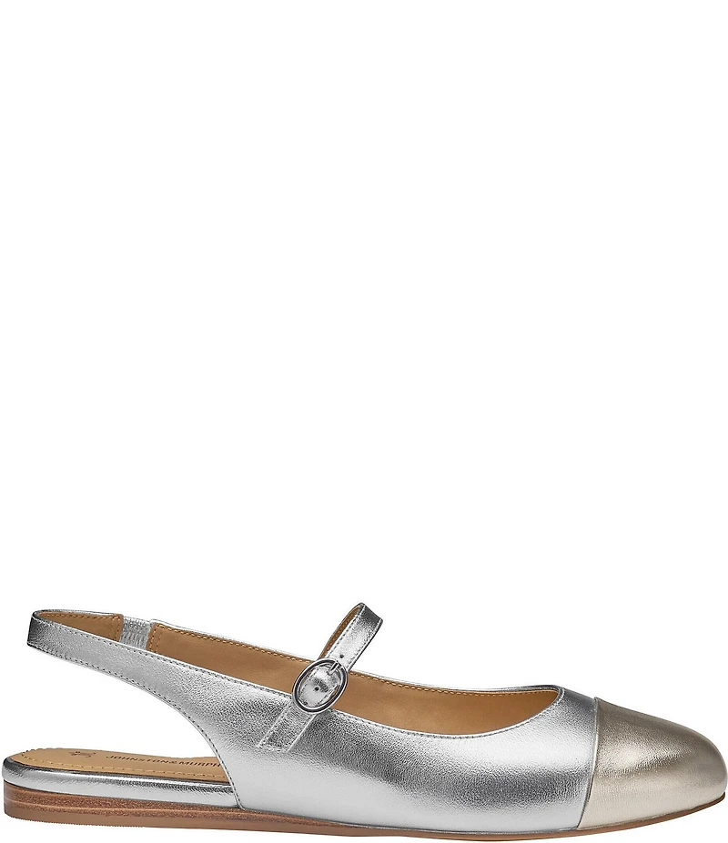 Johnston & Murphy Women's Claire Leather Mary Jane Cap Toe Slingback Flats