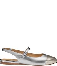 Johnston & Murphy Women's Claire Leather Mary Jane Cap Toe Slingback Flats