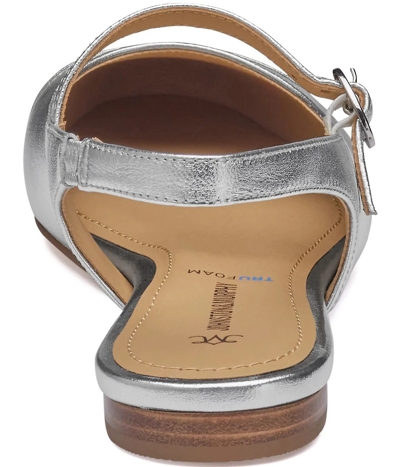 Johnston & Murphy Women's Claire Leather Mary Jane Cap Toe Slingback Flats