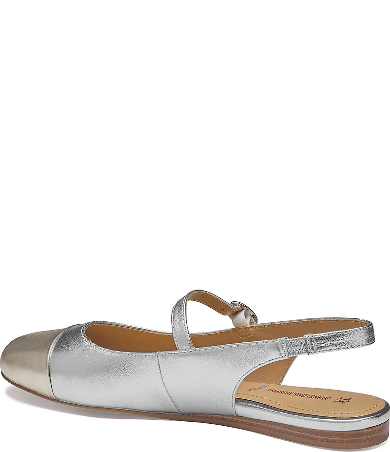Johnston & Murphy Women's Claire Leather Mary Jane Cap Toe Slingback Flats