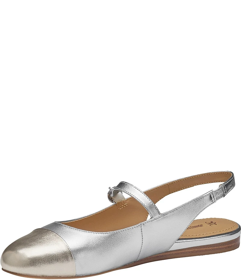 Johnston & Murphy Women's Claire Leather Mary Jane Cap Toe Slingback Flats