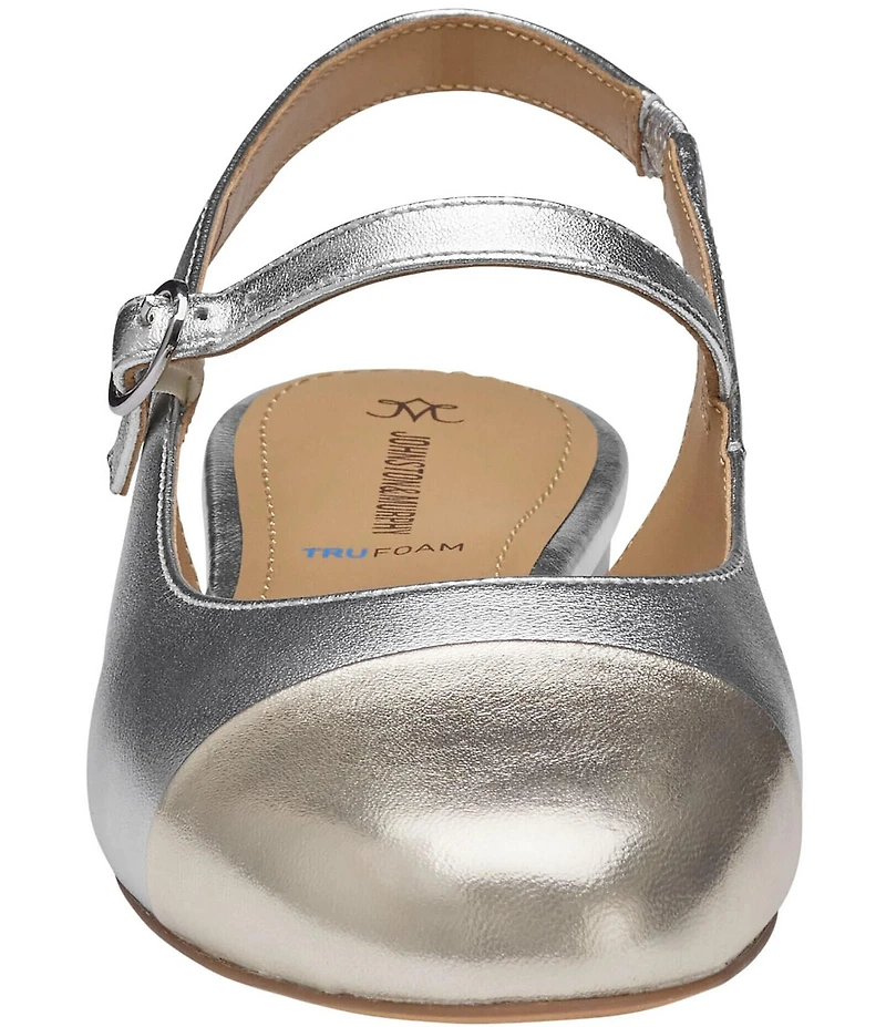 Johnston & Murphy Women's Claire Leather Mary Jane Cap Toe Slingback Flats