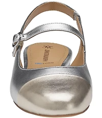 Johnston & Murphy Women's Claire Leather Mary Jane Cap Toe Slingback Flats