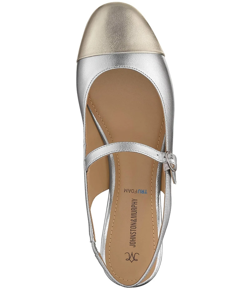Johnston & Murphy Women's Claire Leather Mary Jane Cap Toe Slingback Flats
