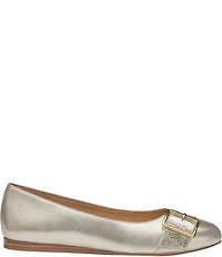 Johnston & Murphy Women's Claire Metallic Leather Belt Hardware Ballet Flats