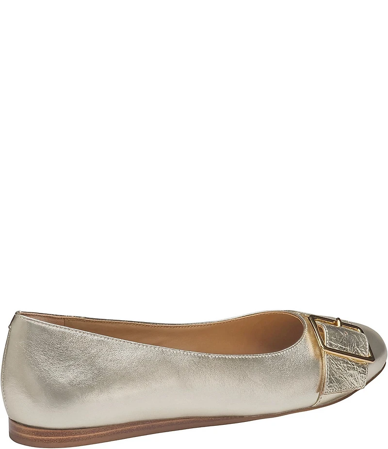 Johnston & Murphy Women's Claire Metallic Leather Belt Hardware Ballet Flats