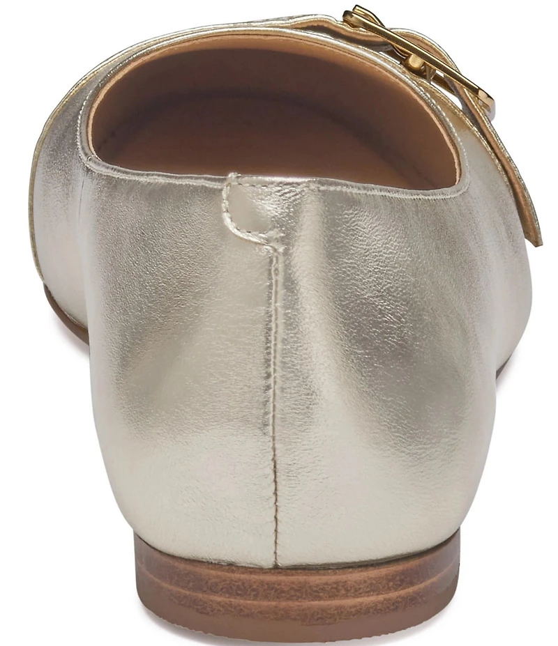Johnston & Murphy Women's Claire Metallic Leather Belt Hardware Ballet Flats