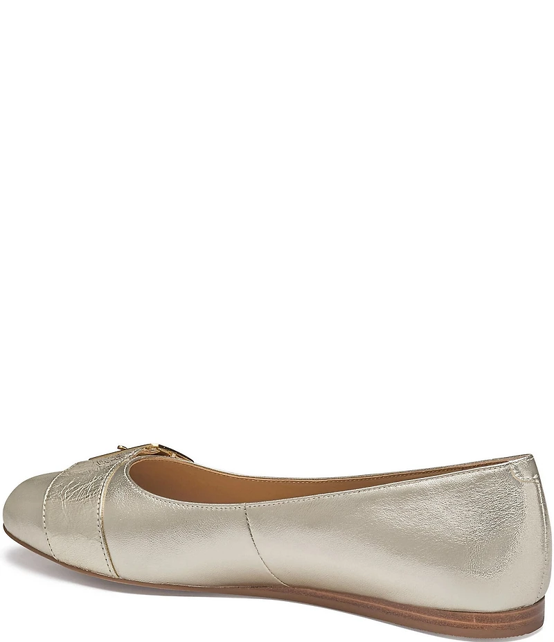 Johnston & Murphy Women's Claire Metallic Leather Belt Hardware Ballet Flats
