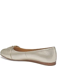 Johnston & Murphy Women's Claire Metallic Leather Belt Hardware Ballet Flats