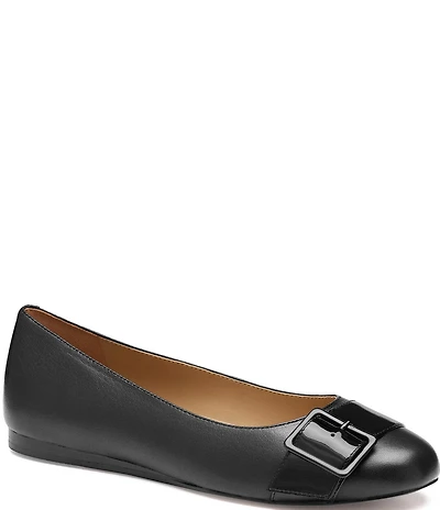 Johnston & Murphy Women's Claire Patent and Leather Belt Hardware Ballet Flats