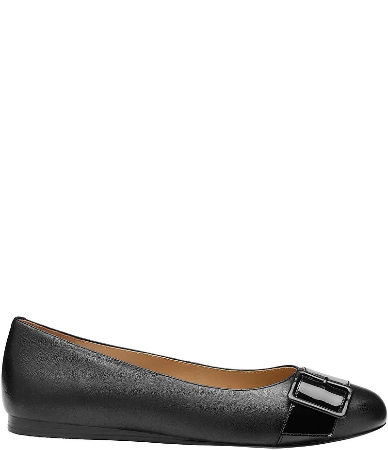 Johnston & Murphy Women's Claire Patent and Leather Belt Hardware Ballet Flats