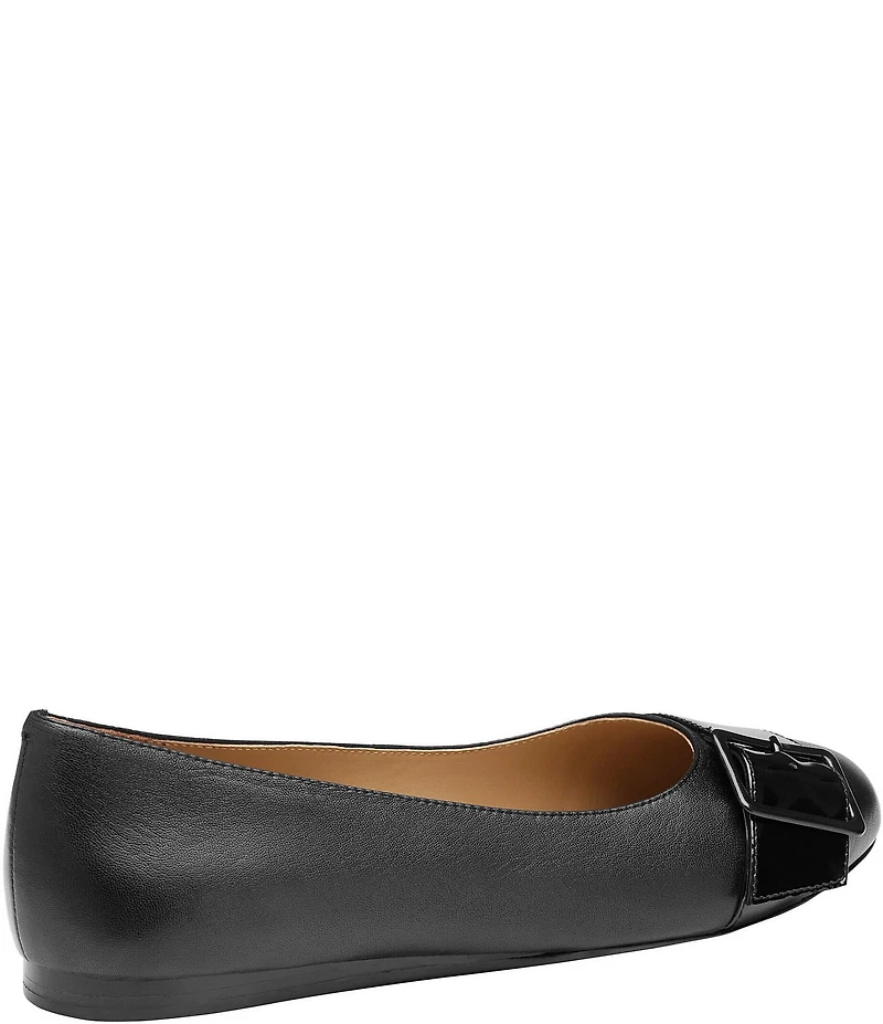 Johnston & Murphy Women's Claire Patent and Leather Belt Hardware Ballet Flats