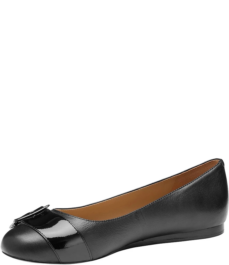 Johnston & Murphy Women's Claire Patent and Leather Belt Hardware Ballet Flats