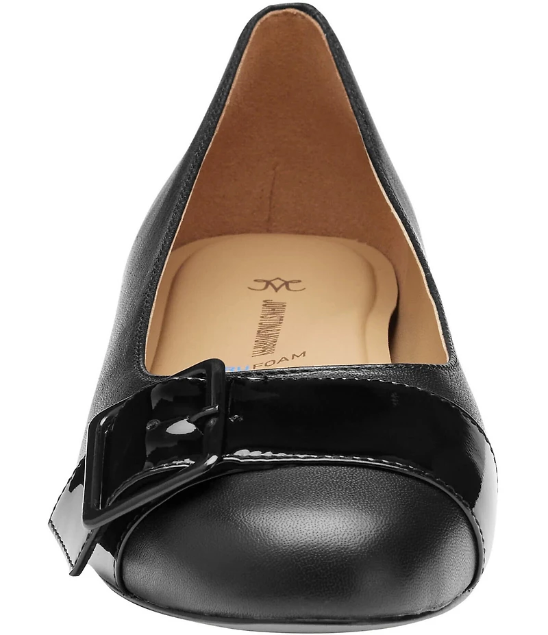 Johnston & Murphy Women's Claire Patent and Leather Belt Hardware Ballet Flats