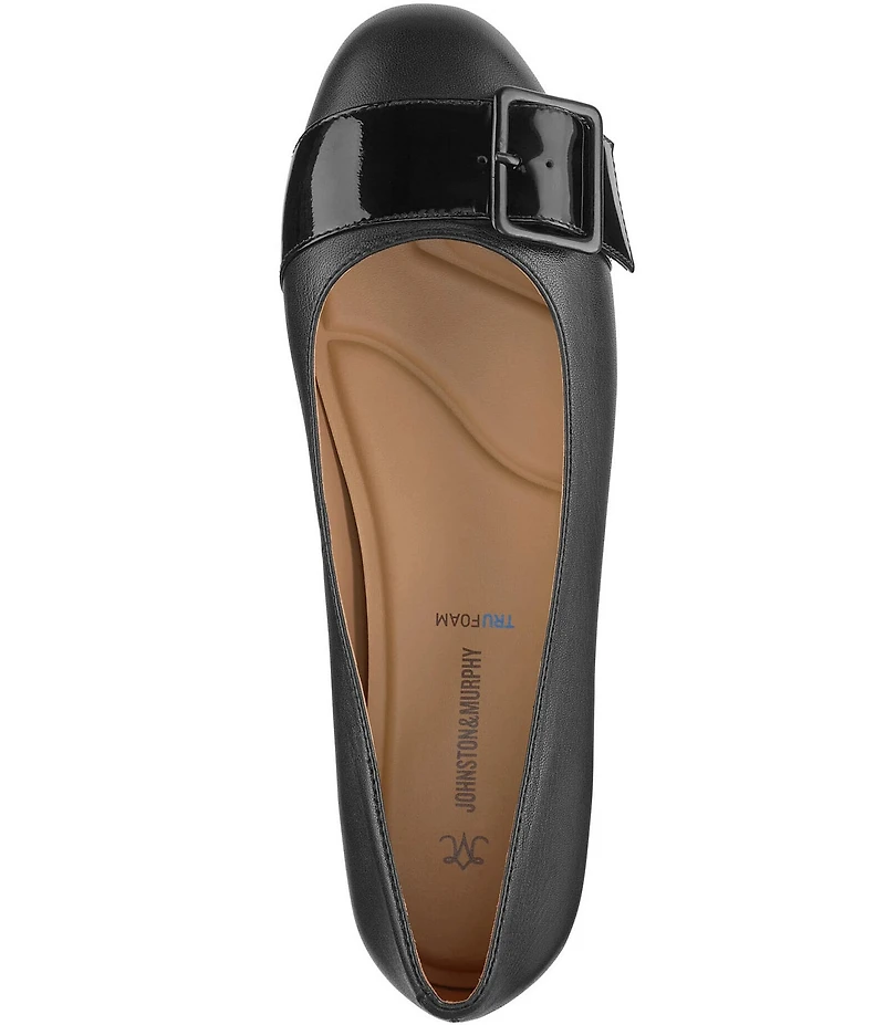 Johnston & Murphy Women's Claire Patent and Leather Belt Hardware Ballet Flats