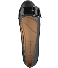 Johnston & Murphy Women's Claire Patent and Leather Belt Hardware Ballet Flats