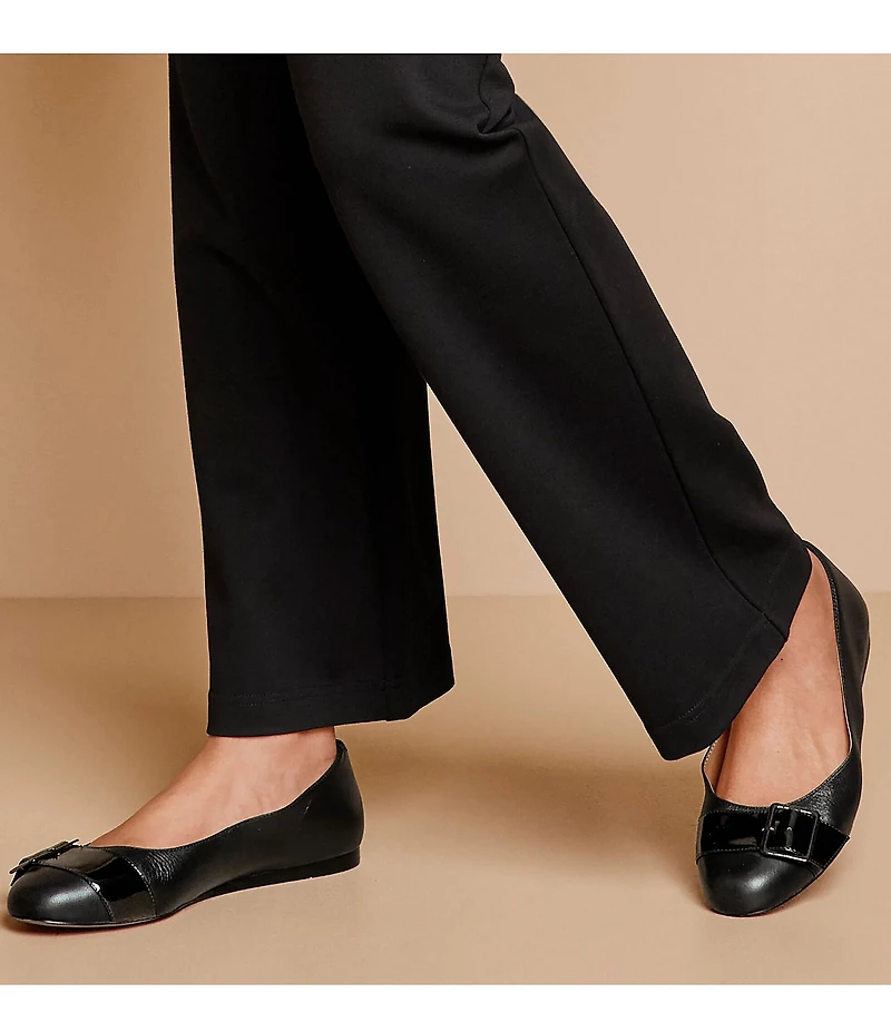 Johnston & Murphy Women's Claire Patent and Leather Belt Hardware Ballet Flats