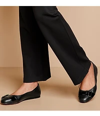 Johnston & Murphy Women's Claire Patent and Leather Belt Hardware Ballet Flats