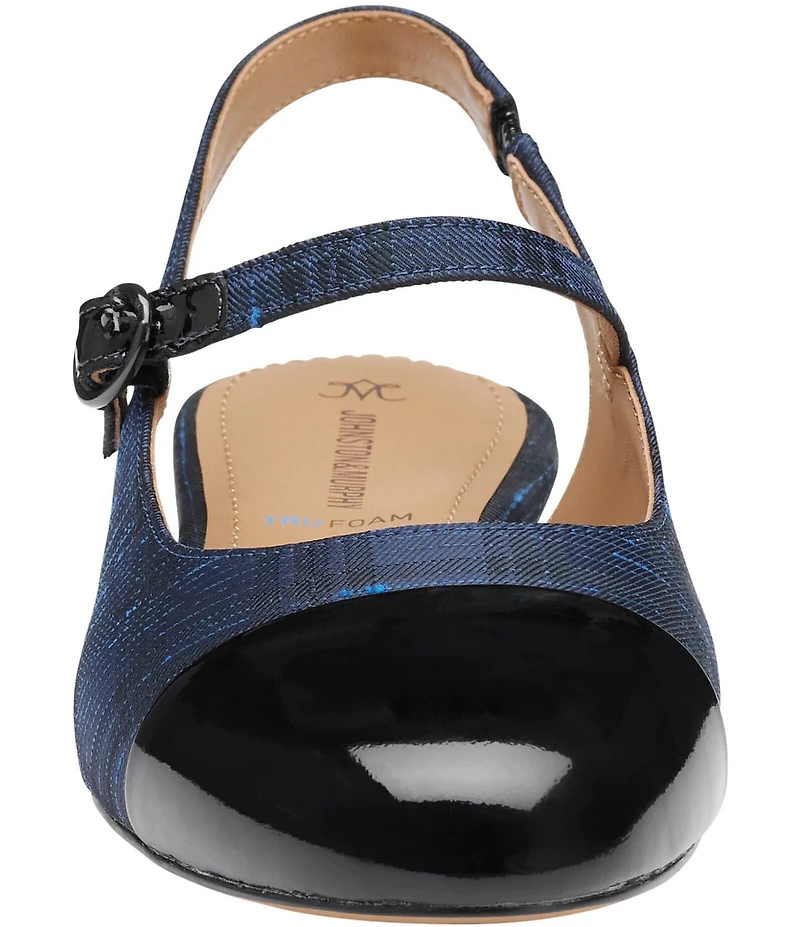 Johnston & Murphy Women's Claire Plaid Patent Cap Toe Slingback Mary Jane Flats