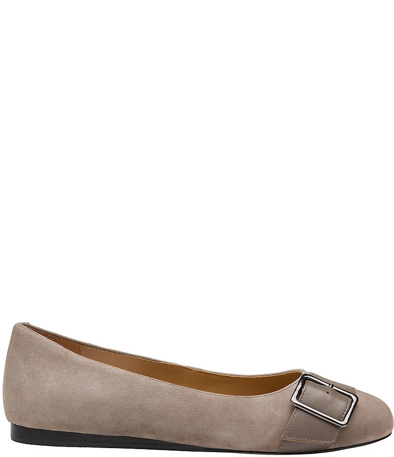 Johnston & Murphy Women's Claire Suede and Leather Belt Hardware Ballet Flats