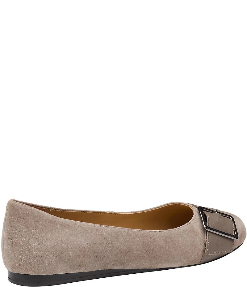 Johnston & Murphy Women's Claire Suede and Leather Belt Hardware Ballet Flats