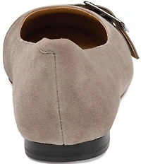 Johnston & Murphy Women's Claire Suede and Leather Belt Hardware Ballet Flats