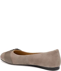 Johnston & Murphy Women's Claire Suede and Leather Belt Hardware Ballet Flats