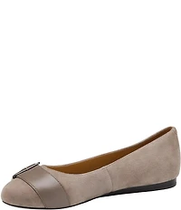 Johnston & Murphy Women's Claire Suede and Leather Belt Hardware Ballet Flats