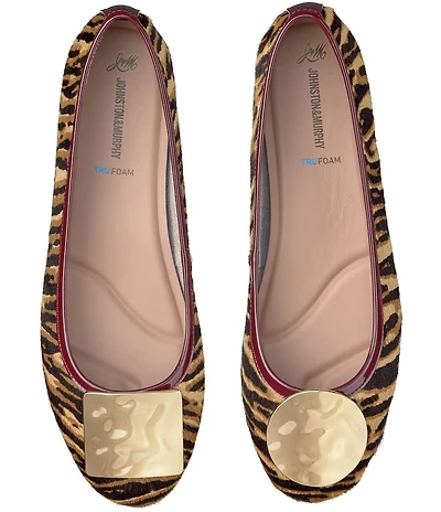 Johnston & Murphy Women's Claire Zebra Haircalf Mismatched Ornament Ballet Flats