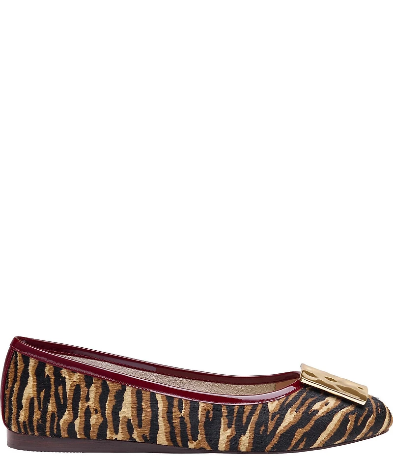 Johnston & Murphy Women's Claire Zebra Haircalf Mismatched Ornament Ballet Flats