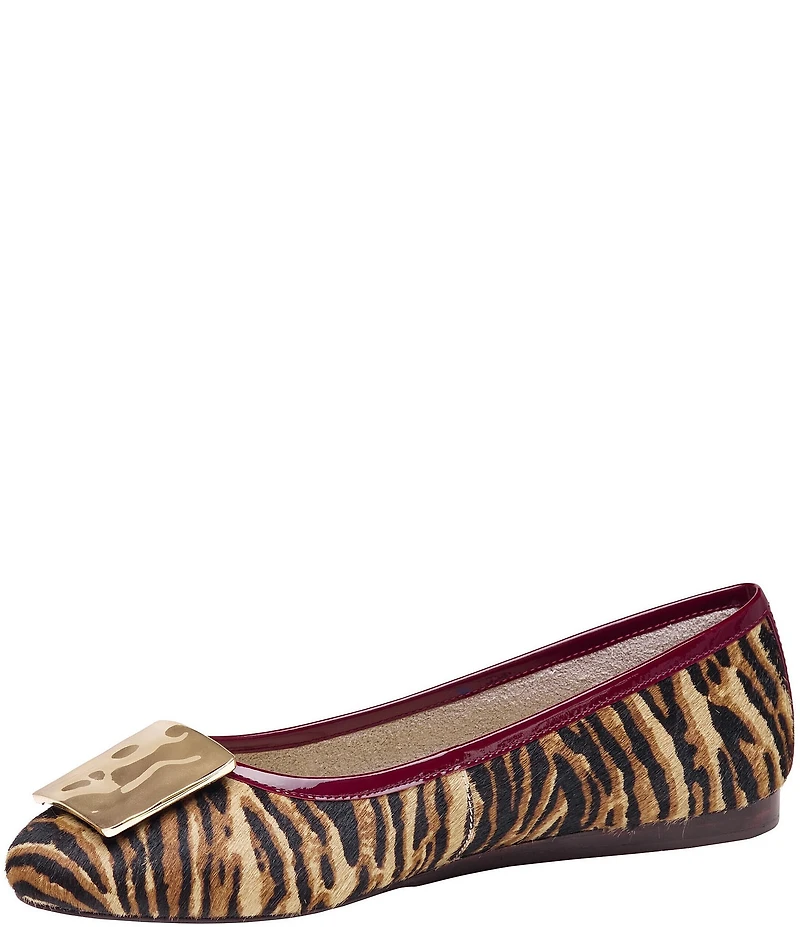 Johnston & Murphy Women's Claire Zebra Haircalf Mismatched Ornament Ballet Flats