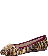 Johnston & Murphy Women's Claire Zebra Haircalf Mismatched Ornament Ballet Flats