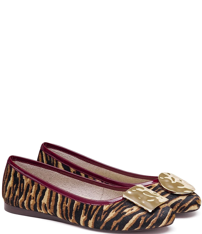 Johnston & Murphy Women's Claire Zebra Haircalf Mismatched Ornament Ballet Flats