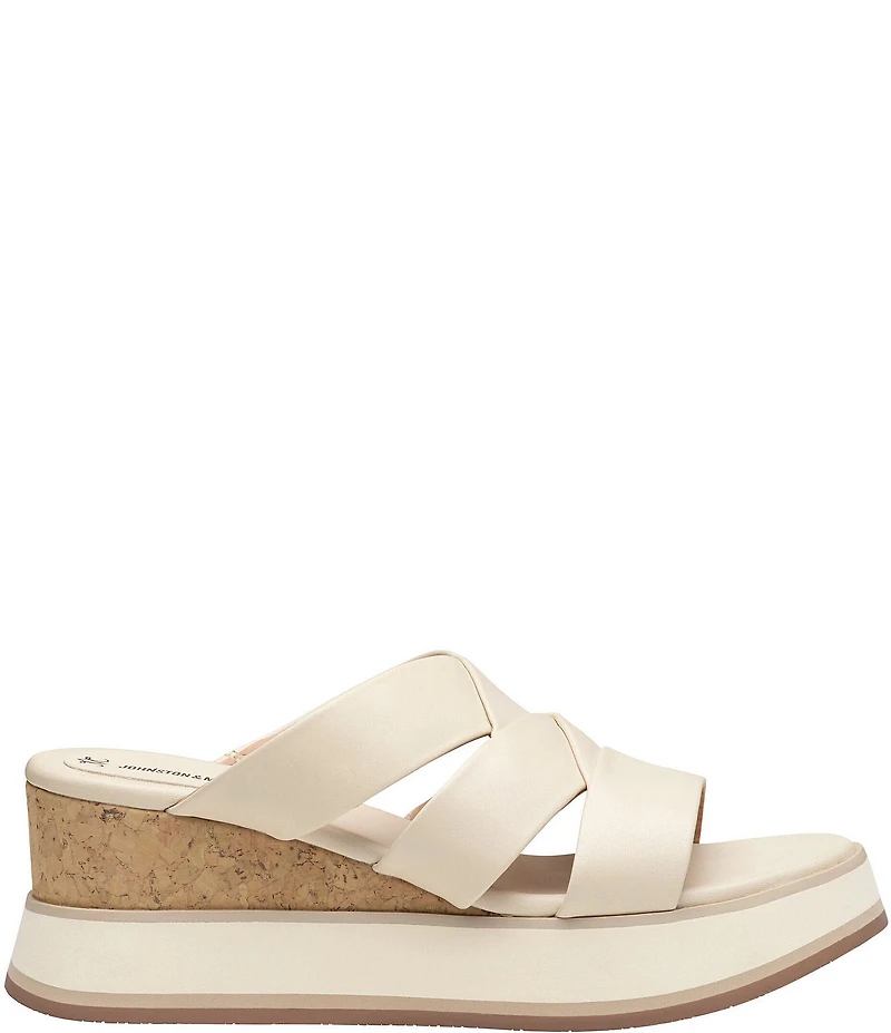 Johnston & Murphy Women's Colleen Leather Triple-Band Platform Wedge Sandals