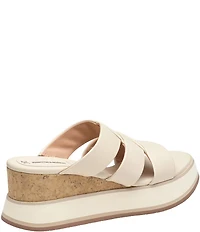 Johnston & Murphy Women's Colleen Leather Triple-Band Platform Wedge Sandals