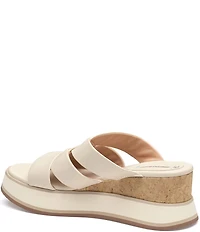 Johnston & Murphy Women's Colleen Leather Triple-Band Platform Wedge Sandals