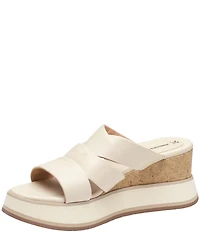 Johnston & Murphy Women's Colleen Leather Triple-Band Platform Wedge Sandals