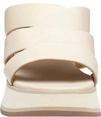 Johnston & Murphy Women's Colleen Leather Triple-Band Platform Wedge Sandals