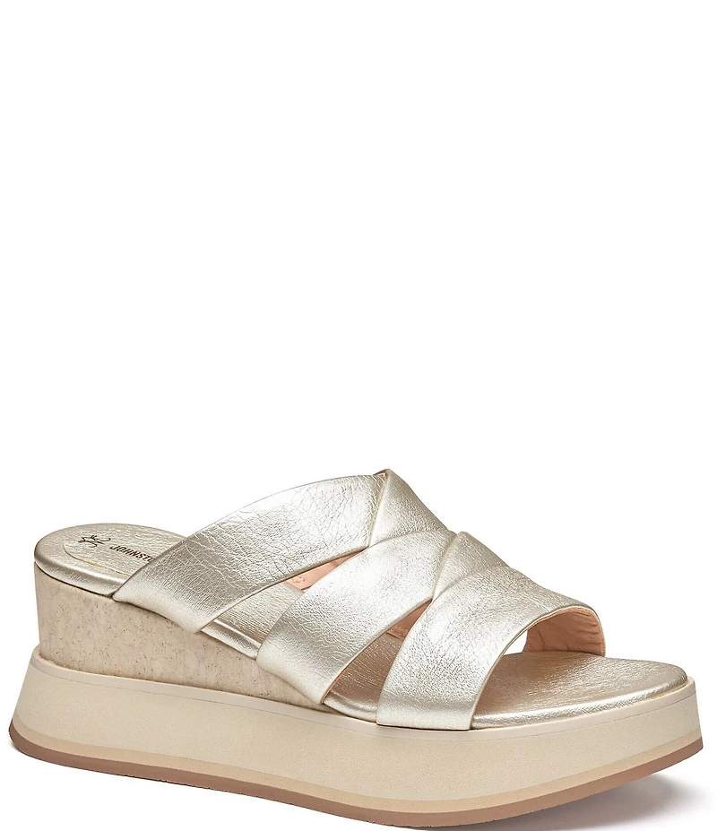 Johnston & Murphy Women's Colleen Metallic Triple-Band Slide Sandals