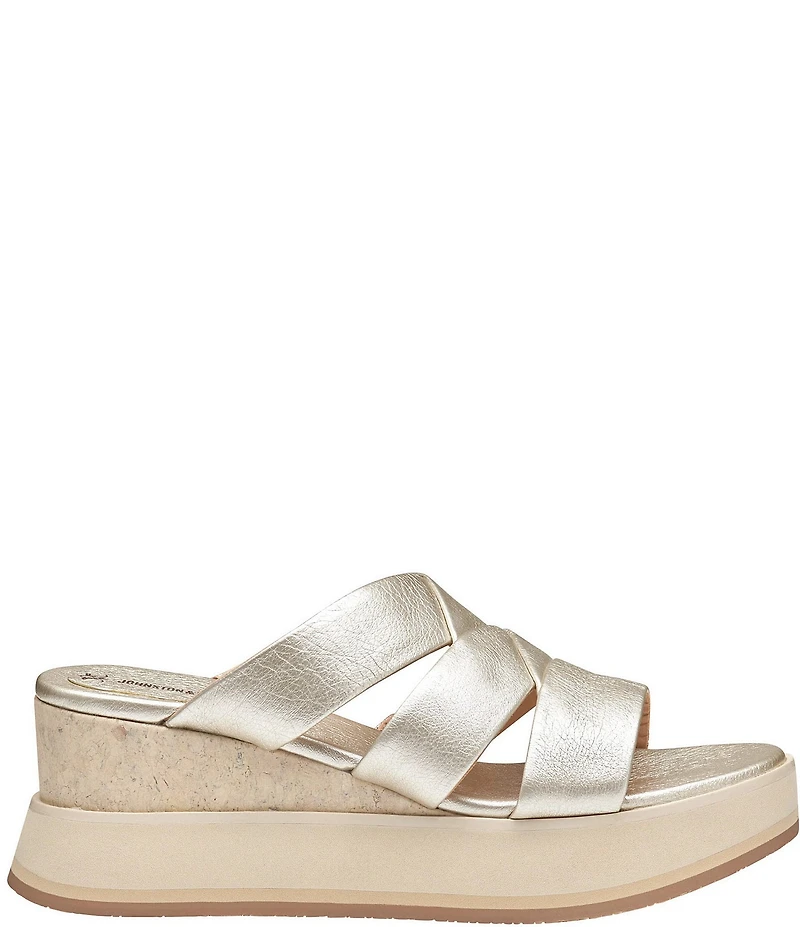 Johnston & Murphy Women's Colleen Metallic Triple-Band Slide Sandals
