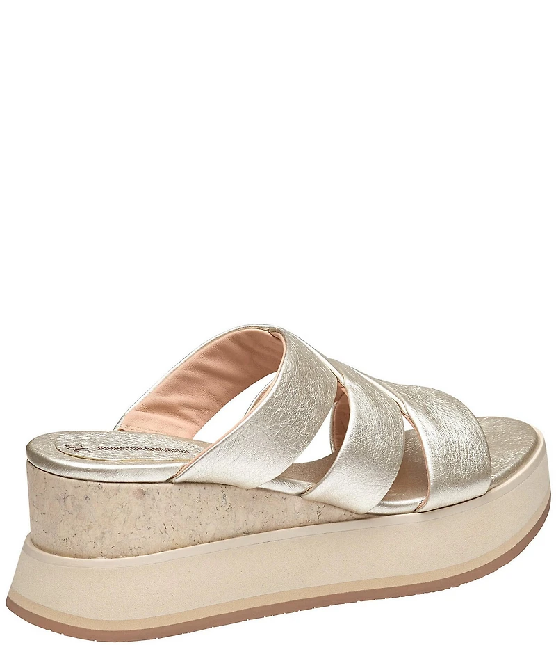 Johnston & Murphy Women's Colleen Metallic Triple-Band Slide Sandals