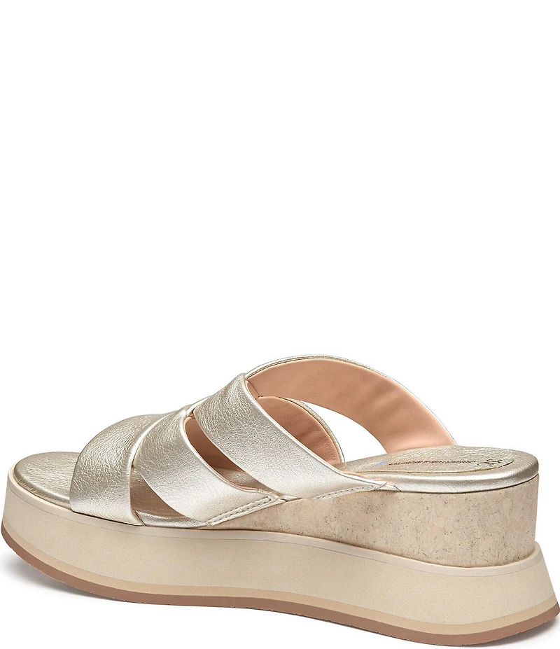 Johnston & Murphy Women's Colleen Metallic Triple-Band Slide Sandals