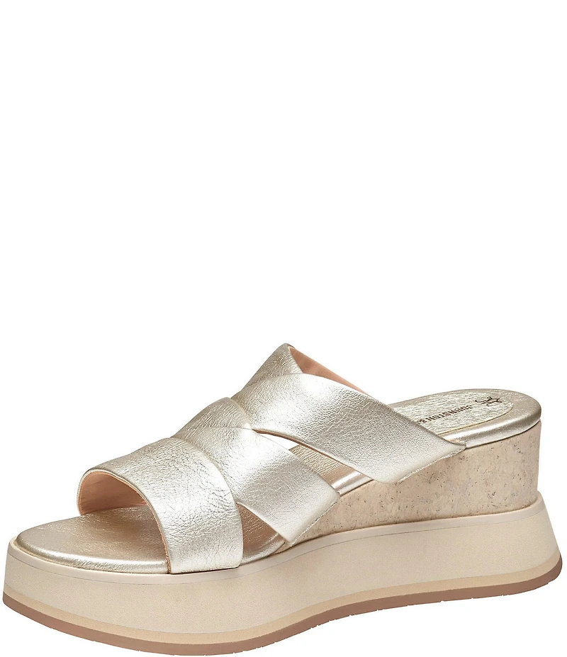 Johnston & Murphy Women's Colleen Metallic Triple-Band Slide Sandals