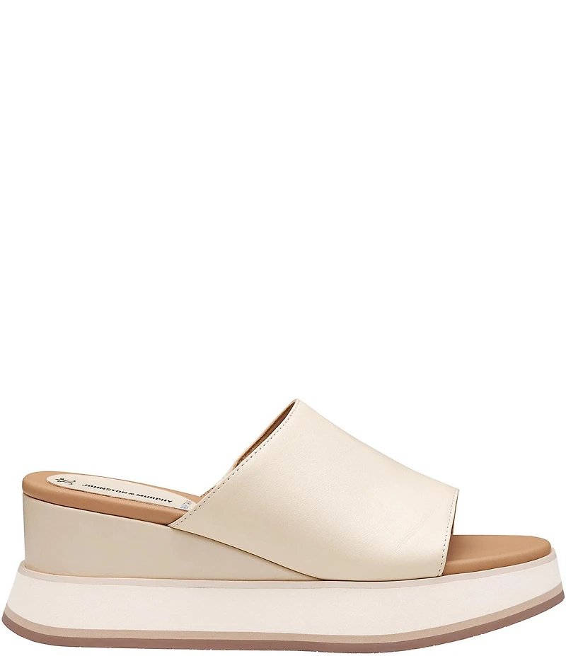 Johnston & Murphy Colleen Leather Platform Wedge Slide Sandals